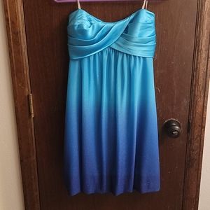 Strapless Blue Ombre Sparkly Dress